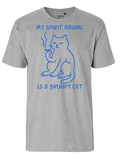 My Spirit Animal is a Grumpy Cat - grumpy cat, spirit animal, funny cat, cat lover, humor, sarcastic, minimalist cat, cool cat, pet humor - Fairtrade T-Shirt