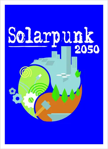 Solarpunk 2050 Logo quadratisch, für dunklen Hintergrund