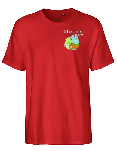 Solarpunk 2050 Logo quadratisch, für dunklen Hintergrund - Solarpunk, TTRPG, Rollenspiel, Utopie - Fairtrade T-Shirt
