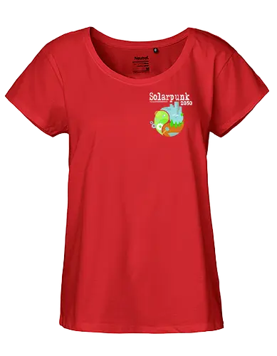 Solarpunk 2050 Logo quadratisch, für dunklen Hintergrund - Solarpunk, TTRPG, Rollenspiel, Utopie - Fairtrade Girl Shirt