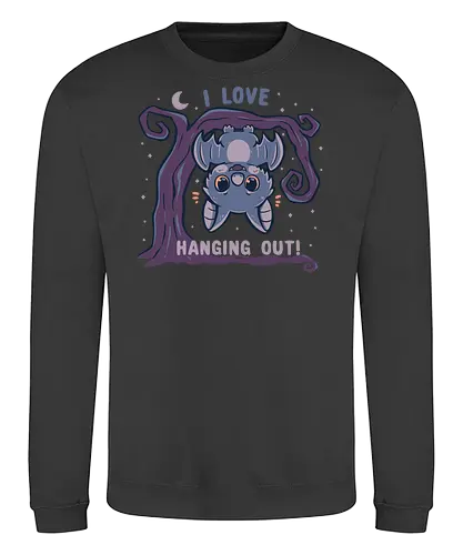I Love Hanging Out - cute bat, halloween, funny bat, kawaii bat, spooky cute, niedliche fledermaus, halloween, lustige fledermaus, kawaii fledermaus, gruselig niedlich, hängende fledermaus - Sweatshirt