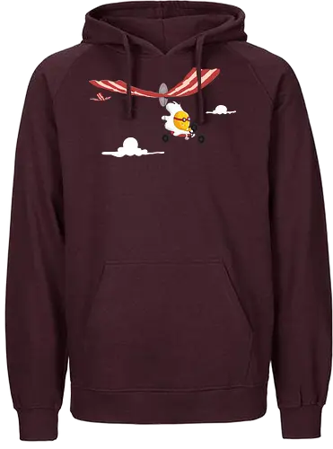 Ultralight - breakfast, airplane, bacon, bacon lover, clouds, cooking, delicious, egg, food, funny bacon, humor, bacon and egg, pork, tasty, yummy - Fairtrade Hoodie