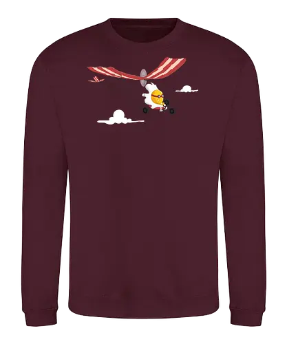 Ultralight - breakfast, airplane, bacon, bacon lover, clouds, cooking, delicious, egg, food, funny bacon, humor, bacon and egg, pork, tasty, yummy - Sweatshirt
