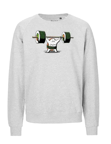 Healthy food  - fitness, foodie, gym, japanese, manga, nigiri, salmon, sushi lover, weightlifting, workout, sushi, bodybuilding, chopsticks, cute food, exercise - Fairtrade Sweatshirt