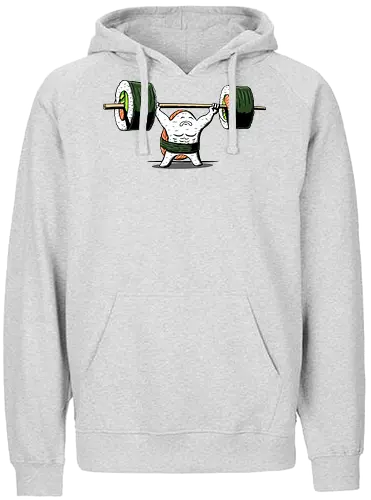 Healthy food  - fitness, foodie, gym, japanese, manga, nigiri, salmon, sushi lover, weightlifting, workout, sushi, bodybuilding, chopsticks, cute food, exercise - Fairtrade Hoodie