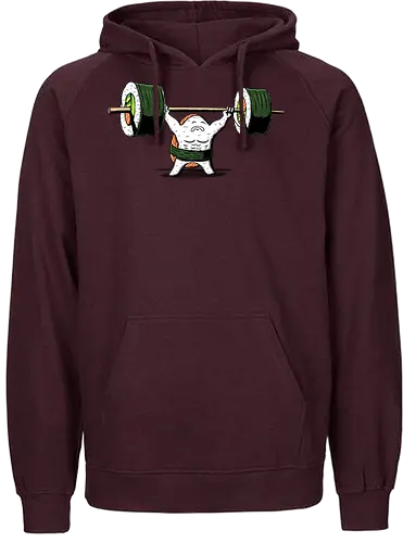 Healthy food  - fitness, foodie, gym, japanese, manga, nigiri, salmon, sushi lover, weightlifting, workout, sushi, bodybuilding, chopsticks, cute food, exercise - Fairtrade Hoodie
