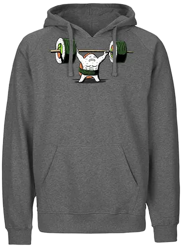 Healthy food  - fitness, foodie, gym, japanese, manga, nigiri, salmon, sushi lover, weightlifting, workout, sushi, bodybuilding, chopsticks, cute food, exercise - Fairtrade Hoodie