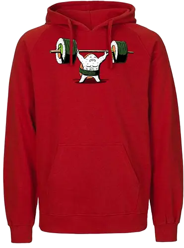 Healthy food  - fitness, foodie, gym, japanese, manga, nigiri, salmon, sushi lover, weightlifting, workout, sushi, bodybuilding, chopsticks, cute food, exercise - Fairtrade Hoodie