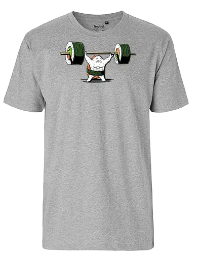 Healthy food  - fitness, foodie, gym, japanese, manga, nigiri, salmon, sushi lover, weightlifting, workout, sushi, bodybuilding, chopsticks, cute food, exercise - Fairtrade T-Shirt