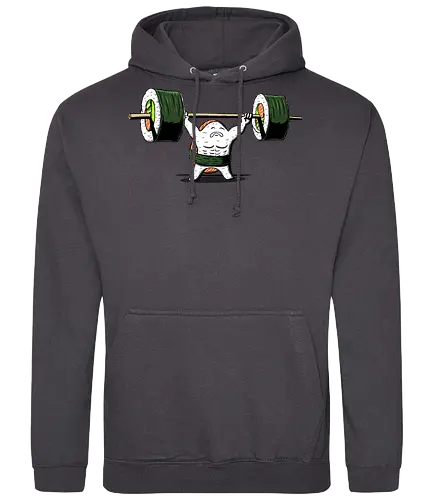 Healthy food  - fitness, foodie, gym, japanese, manga, nigiri, salmon, sushi lover, weightlifting, workout, sushi, bodybuilding, chopsticks, cute food, exercise - Standard Hoodie