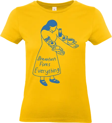 Breakfast Fixes Everything  - breakfast, coffee, milk, morning energy, eat, avocado, minimalist, relatable, good morning - Standard T-Shirt (Frauen)