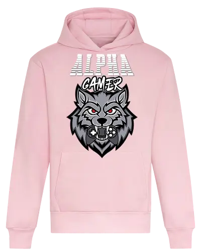 Alpha Gamer - wolf, gaming, alpha, gamer, controller, red eyes, typography, logo, design, fierce - Heavyweight Hoodie