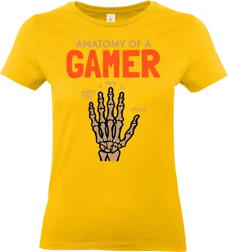 Anatomy of a Gamer - gamer, humor, skeleton, hand, keys, pc gaming, design, typography, culture, illustration - Standard T-Shirt (Frauen)