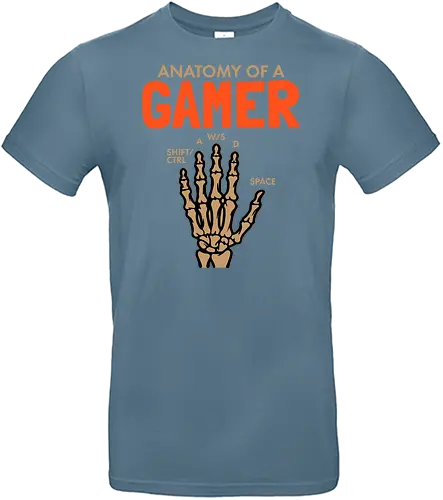 Anatomy of a Gamer - gamer, humor, skeleton, hand, keys, pc gaming, design, typography, culture, illustration - Standard T-Shirt