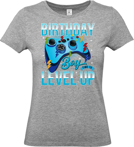 Birthday Boy, Time to Level Up - birthday, gaming, controller, celebration, level up, boy, lightning, colorful, playful - Standard T-Shirt (Frauen)