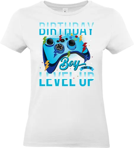 Birthday Boy, Time to Level Up - birthday, gaming, controller, celebration, level up, boy, lightning, colorful, playful - Standard T-Shirt (Frauen)
