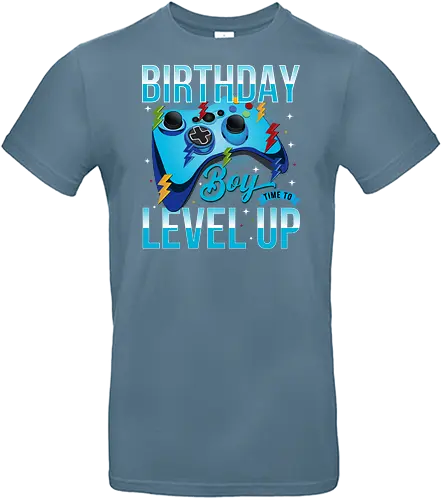Birthday Boy, Time to Level Up - birthday, gaming, controller, celebration, level up, boy, lightning, colorful, playful - Standard T-Shirt