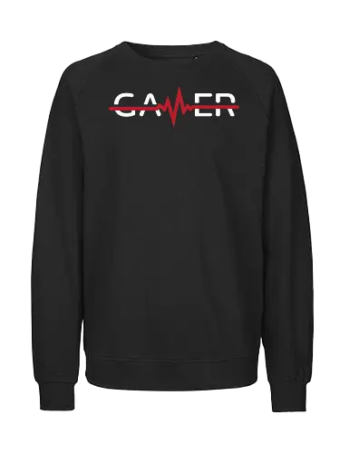 GAMER - gamer, heartbeat, minimalism, graphic design, typography, dark background, passion, symbol, gaming, lifestyle - Fairtrade Sweatshirt