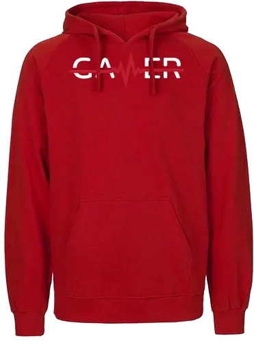 GAMER - gamer, heartbeat, minimalism, graphic design, typography, dark background, passion, symbol, gaming, lifestyle - Fairtrade Hoodie