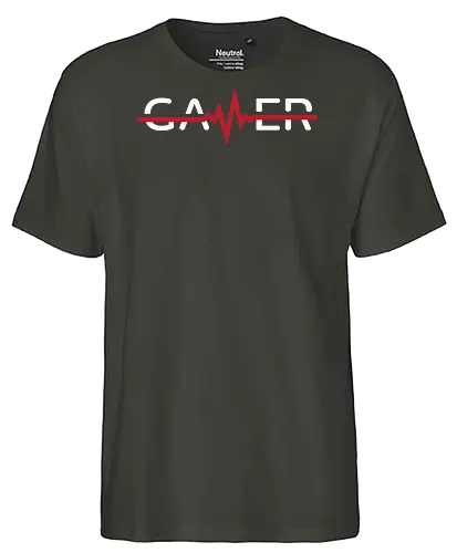 GAMER - gamer, heartbeat, minimalism, graphic design, typography, dark background, passion, symbol, gaming, lifestyle - Fairtrade T-Shirt