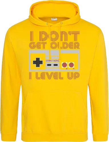  I don't get older, I level up - retro gaming, controller, level up, aging humor, vintage, nostalgia, video games, gaming culture, phrase, typography - Standard Hoodie