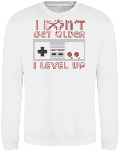  I don't get older, I level up - retro gaming, controller, level up, aging humor, vintage, nostalgia, video games, gaming culture, phrase, typography - Sweatshirt