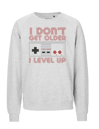  I don't get older, I level up - retro gaming, controller, level up, aging humor, vintage, nostalgia, video games, gaming culture, phrase, typography - Fairtrade Sweatshirt