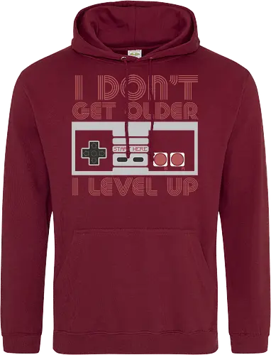  I don't get older, I level up - retro gaming, controller, level up, aging humor, vintage, nostalgia, video games, gaming culture, phrase, typography - Standard Hoodie