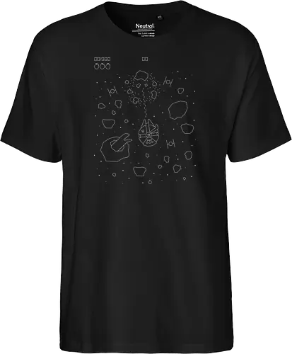 Asteroid field - retro, pixel, star, asteroid, falcon, parody, game - Fairtrade T-Shirt