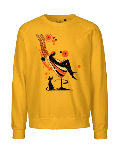 Chillin time - music, reading, books, chill, cats, 50's style, retro, vintage - Fairtrade Sweatshirt