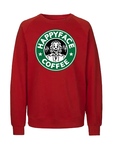 Happy Face Coffee - happy, coffee, parody, joker, villain, comic - Fairtrade Sweatshirt