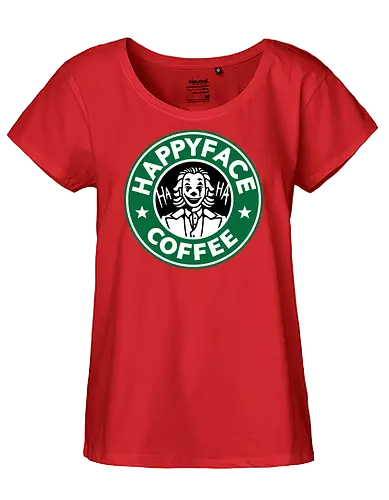 Happy Face Coffee - happy, coffee, parody, joker, villain, comic - Fairtrade Girl Shirt