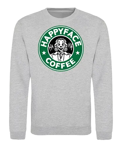 Happy Face Coffee - happy, coffee, parody, joker, villain, comic - Sweatshirt