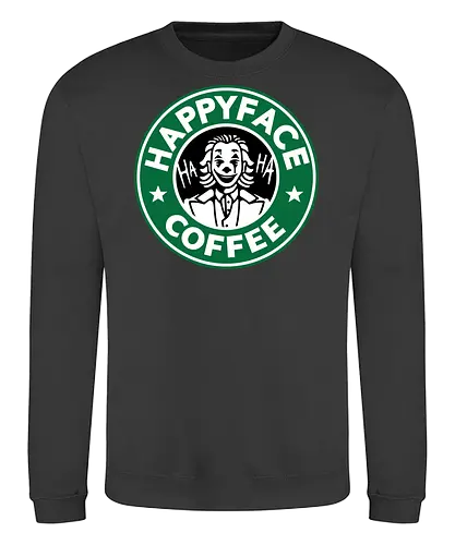 Happy Face Coffee - happy, coffee, parody, joker, villain, comic - Sweatshirt