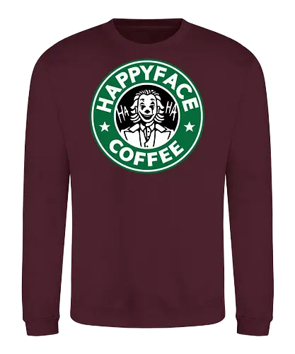 Happy Face Coffee - happy, coffee, parody, joker, villain, comic - Sweatshirt