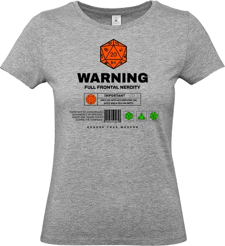 D20 Warnung - D20, Pen and Paper, Rpllenspiel, Pen & Paper, Pathfinder, Brettspiel, Würfel, Fantasy, Abenteuer, RPG, Quest, Nerd, Dungeon Master, Tabletop - Standard T-Shirt (Frauen)