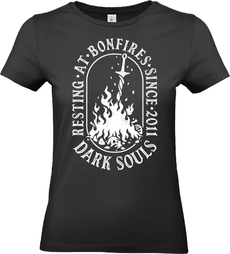 Resting at bonfires - bonfire, soul, dark, retro, fire, sword - Standard T-Shirt (Frauen)