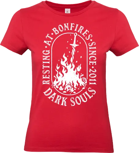 Resting at bonfires - bonfire, soul, dark, retro, fire, sword - Standard T-Shirt (Frauen)