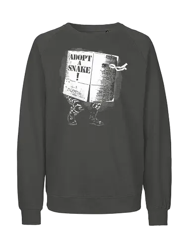 Adopt A Snake - metal gear solid, adopt a pet, snakes, snake, video games, funny, mgs, mgs 2, big boss, cobra, adopt a snake, cardboard box - Fairtrade Sweatshirt