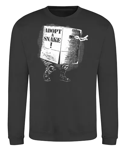 Adopt A Snake - metal gear solid, adopt a pet, snakes, snake, video games, funny, mgs, mgs 2, big boss, cobra, adopt a snake, cardboard box - Sweatshirt