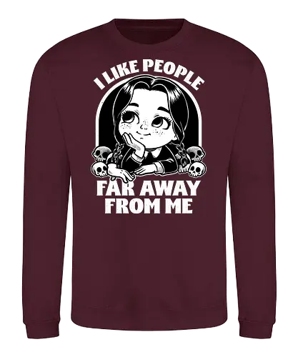 Goth Girl Hates People - skull, skeleton, sarcasm, Halloween, Gothic, Goth, Gothic Horror, Horror, Classic Horror, Horror Comedy, Dark Fantasy, Fantasy, Spooky, Creepy, Wednesday, fun, funny, cute - Sweatshirt
