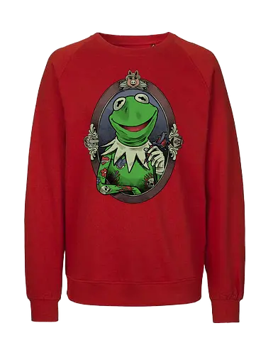 Tattoo Puppet Frog - frog, tattoo, puppet, classic, tv show, meme, fun, funny, movie, retro vintage, kids - Fairtrade Sweatshirt
