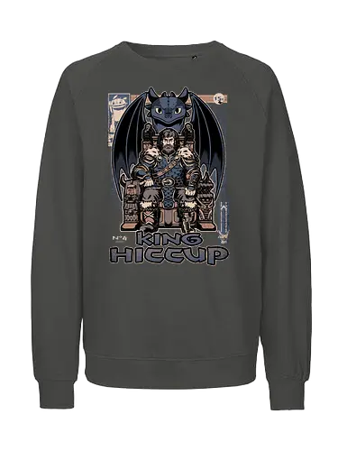 Viking Dragon King - Cool, Dragon, Animation, Mythical, Mythology, Mythological Creatures, Creature, viking, leader, alpha, king, magazine, cover, comic, tv show, comic book, Movie, Vikings, throne - Fairtrade Sweatshirt