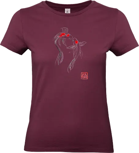 2 koi - koi, carp, sumie, japan, fish - Standard T-Shirt (Frauen)