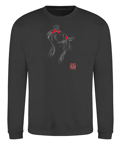 2 koi - koi, carp, sumie, japan, fish - Sweatshirt