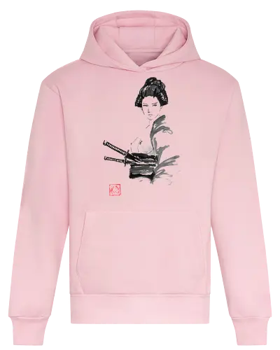 geisha samurai - geisha, samurai, nude, sumie, japan - Heavyweight Hoodie