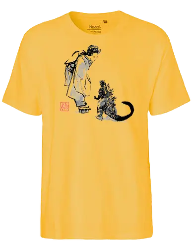 geisha and little monster - geisha, monster, sumie, japan - Fairtrade T-Shirt