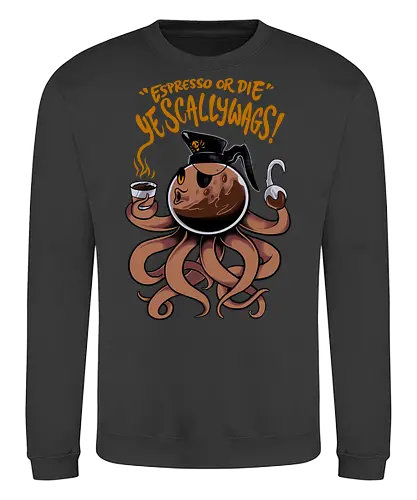 octobrew - coffee, caffeine, cool, latte, cafe, insomnia, drink, happy, ufo, alien, scifi, fantasy, horror, halloween, sleep, insomnia, pirates - Sweatshirt