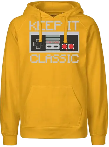 KEEP IT CLASSIC - retro, gaming, controller, vintage, nostalgia, pixelated, design, classic, monochrome, text - Fairtrade Hoodie
