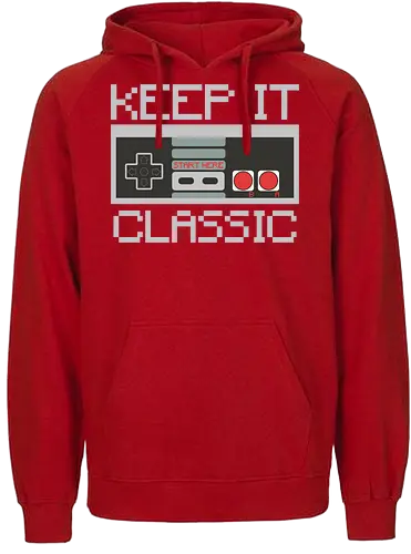KEEP IT CLASSIC - retro, gaming, controller, vintage, nostalgia, pixelated, design, classic, monochrome, text - Fairtrade Hoodie